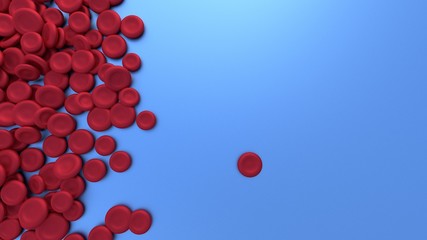 Wall Mural - Red blood cell on blue background.