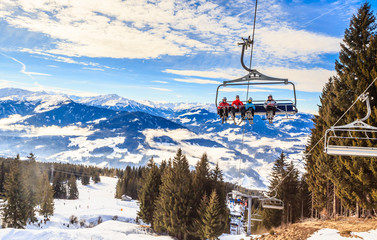 Canvas Print - Ski lift.  Ski resort   Hopfgarten, Tyrol, Austria