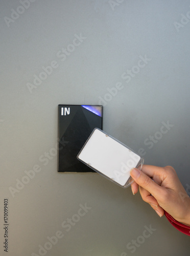Asian Business Man Hand Holding Access Card Key Card