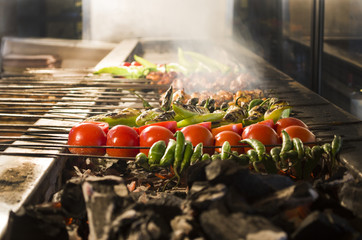 Wall Mural - Kebab barbecue and vegetables