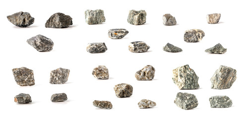 Group Set Stones isolated on white background