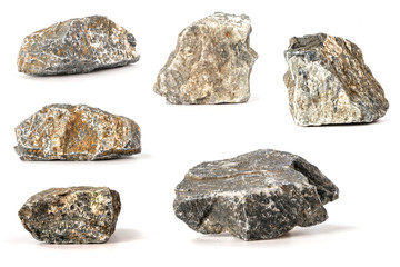 Fototapete - Group Set Stones isolated on white background