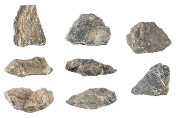 Fototapete - Group Set Stones isolated on white background