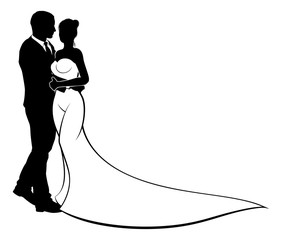 Wall Mural - Bride and Groom Wedding Silhouette