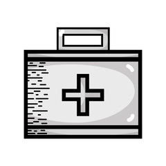 Canvas Print - grayscale suitcase with medical first aid kit vector illustration