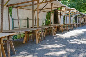 flea market / empty market stall - market stands