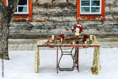 Wedding Decorations For The Ceremony In The Street In The Winter