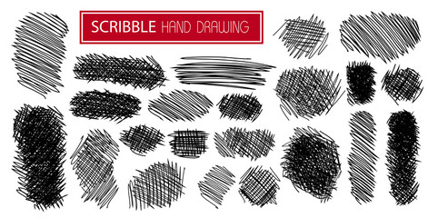 hand drawn scribble symbols isolated on white - set1