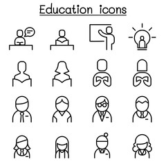 Wall Mural - Education & Learning icon set in thin line style