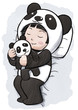 Girl Sleeping Wearing Panda Pajamas