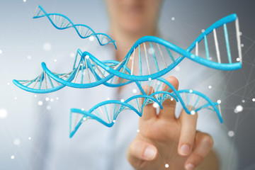 Aufkleber - Businesswoman using modern DNA structure 3D rendering