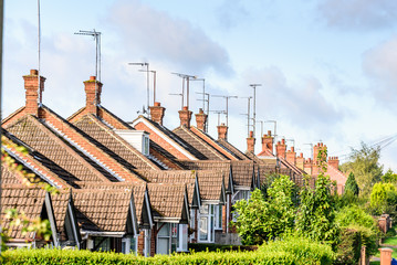 Wall Mural - Evening View of Row of Typical English Terraced Houses in Northampton