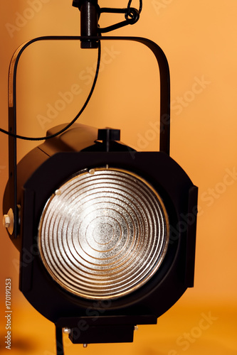 Fotografie, Obraz Single Fresnel Theatre Light Hanging With Safety Cable