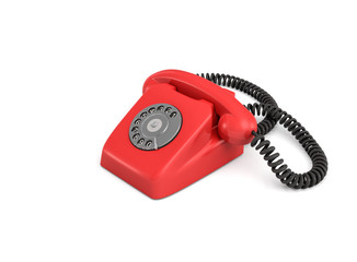 Wall Mural - 3d rendering of an old-fashioned rotary phone isolated on white background.