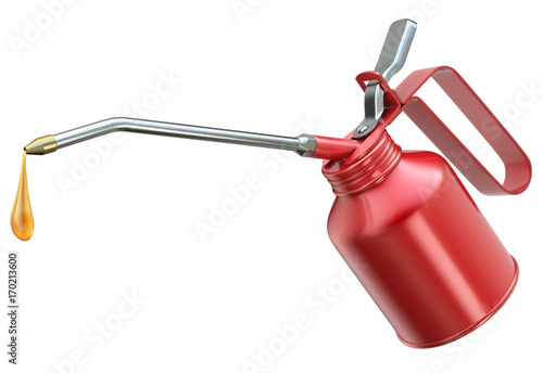Cuadros en Lienzo Red oil can with big droplet isolated on white background