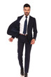 © Viorel Sima - happy confident business man walking with flying open jacket