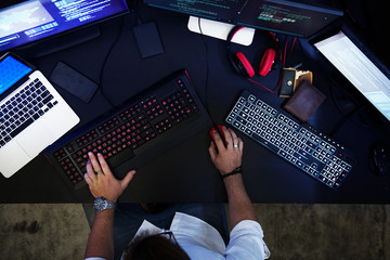 Wall Mural - hacker hacking a coding cyberspace information