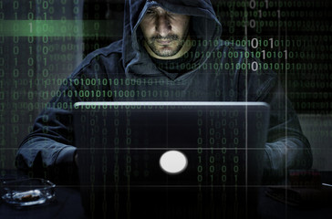 hacker hacking a coding cyberspace information