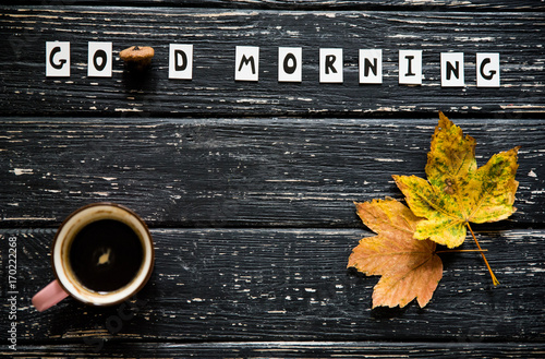 View From Above Of Letters And Wishing Of Good Morning