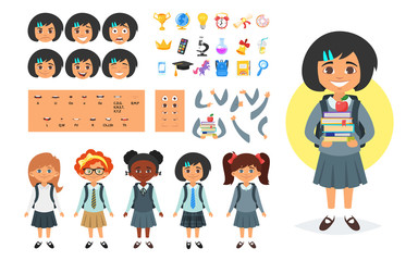 Wall Mural - school girl character generator
