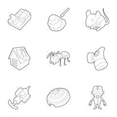 Wall Mural - Insect control icons set, outline style