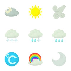 Wall Mural - Modern weather icons set, cartoon style