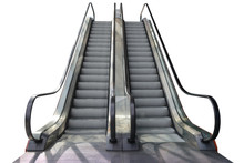 Escalator Step Outside Shopping Mall Isolated On White Background With Clipping Path
