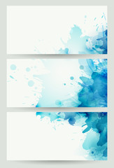 Fotomurales - set of three banners, abstract headers with blue blots