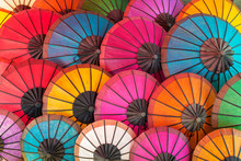 Colorful Thai Traditional Handmade Umbrellas Background