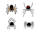Fototapeta Most - Set of cute spider in simple style, vector