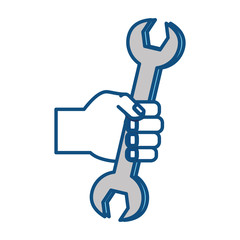 Sticker - colorful  wrench  an hand  over white  background  vector illustration