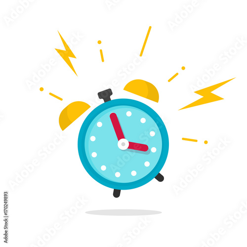 Fotografía Alarm ringing icon vector illustration, flat carton alarm clock bells sound isol