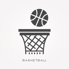 Wall Mural - Silhouette icon basketball