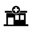 hospital building medical center front view icon illustration