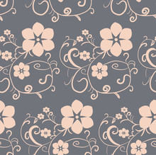Seamless Abstract Background, Gray, Pattern Flowers