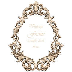 Vintage baroque frame decor. Detailed ornament vector illustration