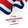 Costa Rica Independence Day. 15 September. Waving flag in heart. Vector illustration.
