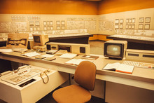 Interior With Computer Security System And Control Panel Of Nuclear Power Plant