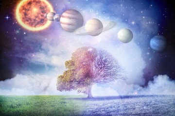 Wall Mural - composite image of composite image of planets and sun