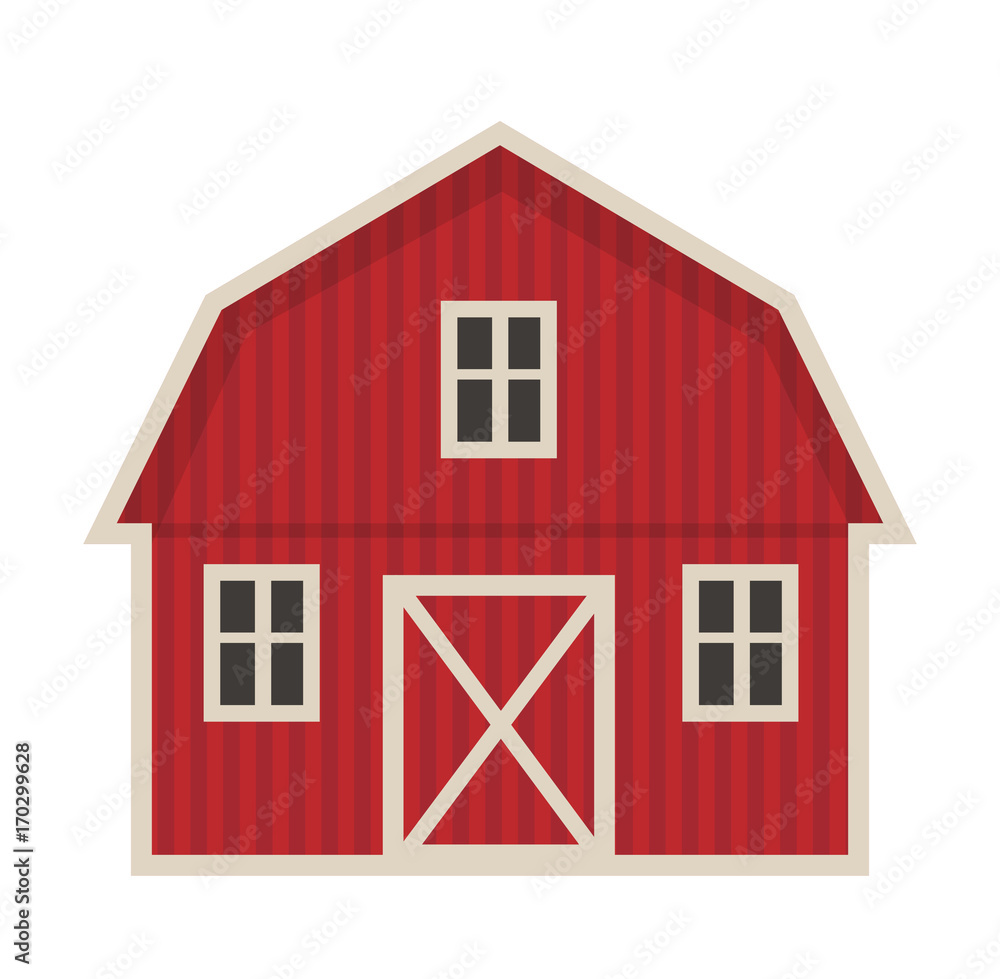 Farm building icon flat style. Isolated on white background. Vector ...