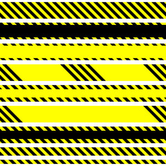 Set of vector seamless tapes used by police for restriction and danger zones. Yellow and black stripes.