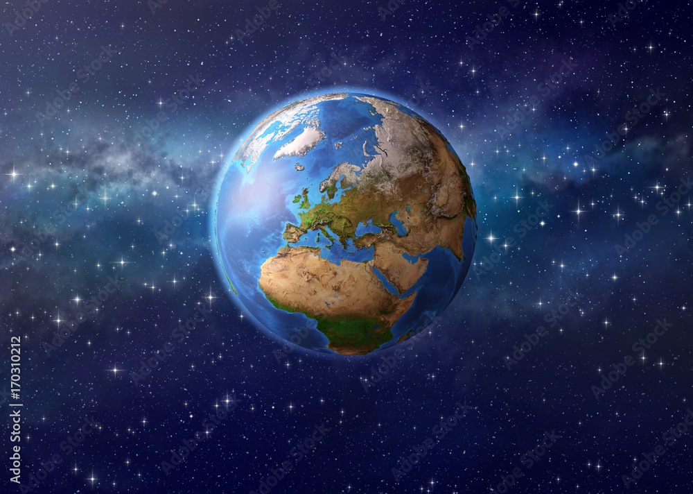 Planet earth in outer space Stock Illustration | Adobe Stock