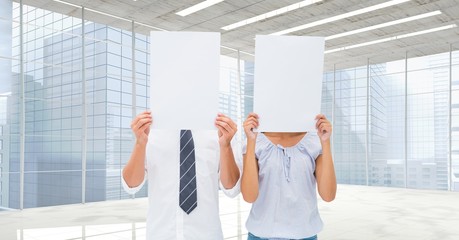 Poster - Business people holding blank card in office