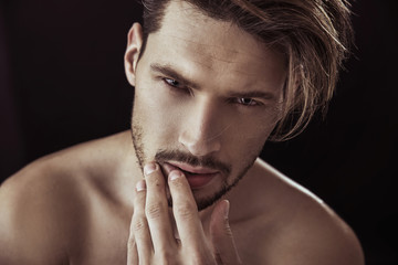 Closeup portrait of a handsome man