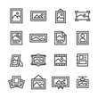 picture frame image line icon set vector