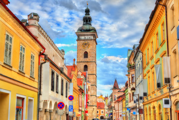 Poster - Buildings in the old town of Ceske Budejovice, Czech Republic.