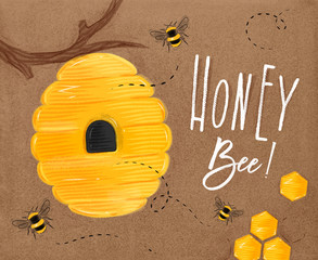 Wall Mural - Poster honey bee craft