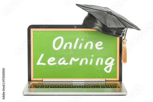 Online learning concept with laptop, 3d rendering buy this stock ... Rendering 3d online
