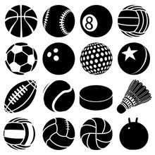 Sport Balls Icons Set Play Types, Simple Style