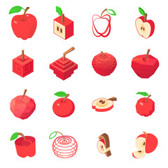 Canvas Print - Apple logo icons set, isometric style